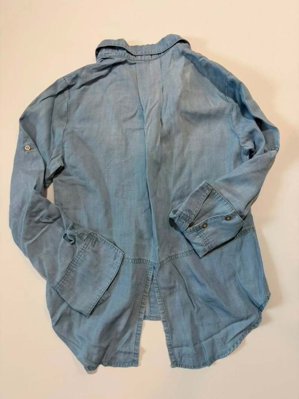 Anthro Cloth & Stone Chambray Soft Flowy Oversized Button-Up Shirt Blouse Top - Picture 6 of 11